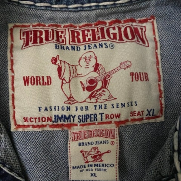 True Religion JIMMY Super T Jacket Dark wash XL Mens Big&Tall Distressed XL - Picture 6 of 10